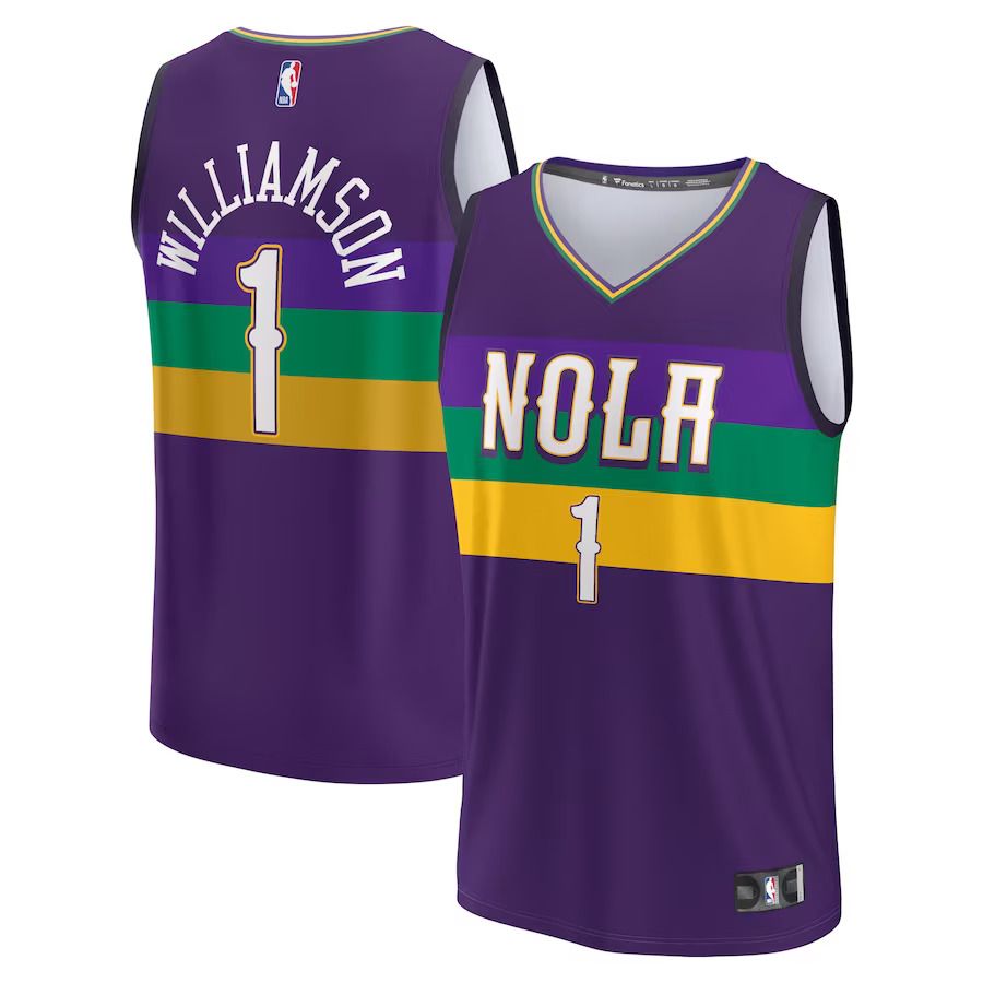Men New Orleans Pelicans #1 Zion Williamson Fanatics Branded Purple City Edition 2022-23 Fastbreak NBA Jersey